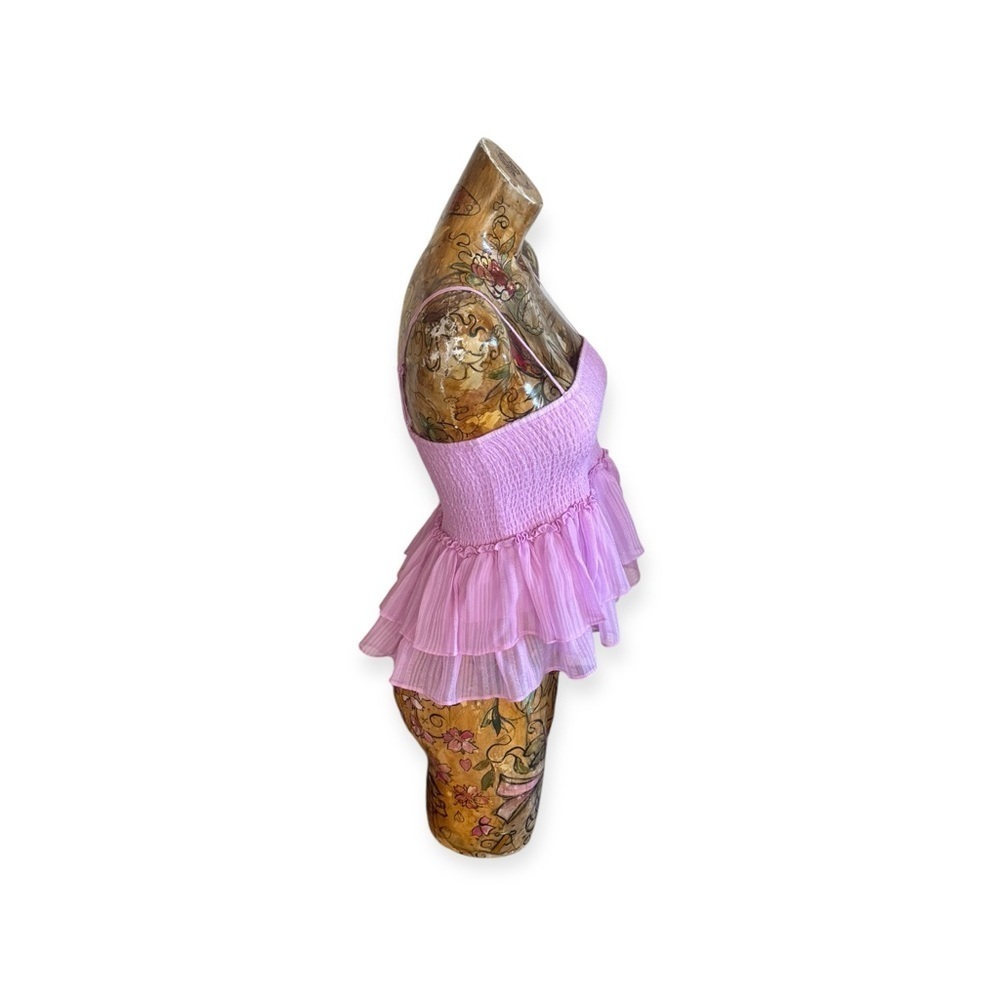BB DAKOTA Steve Madden pink top spaghetti straps small ruffles - Picture 3 of 6